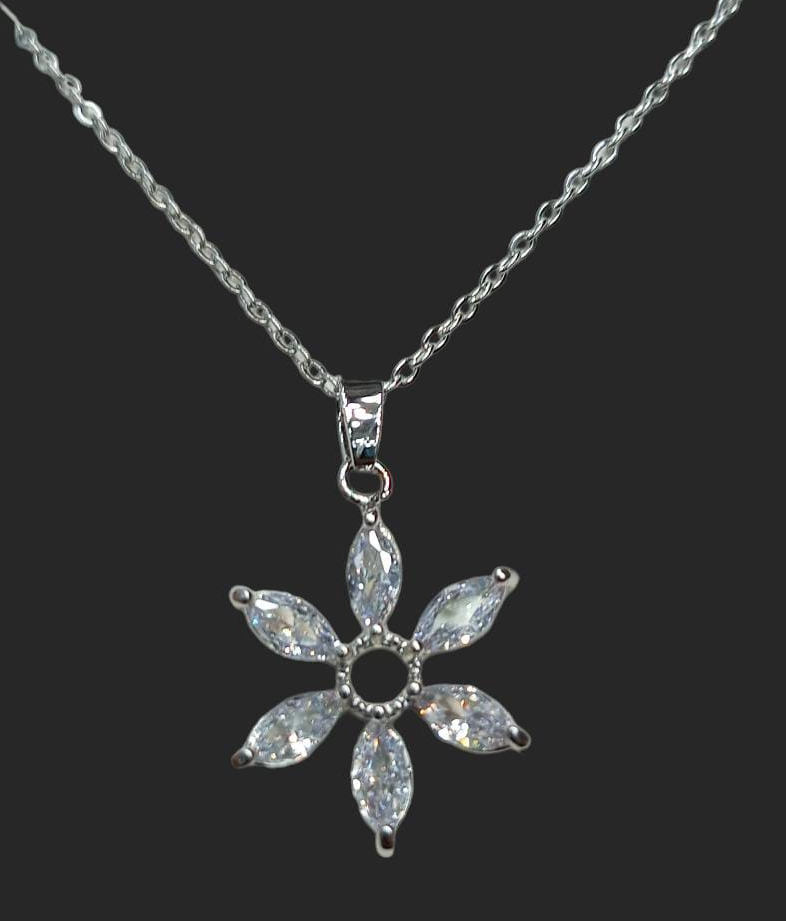 Buy Floral Shaped Silver Necklace in Pakistan