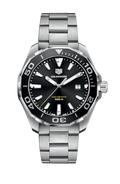 Buy Tag Heuer Aquaracer Black Dial Silver Steel Strap Watch for Men - WAY101A.BA0746 in Pakistan