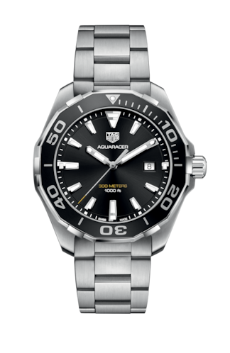 Buy Tag Heuer Aquaracer Black Dial Silver Steel Strap Watch for Men - WAY101A.BA0746 in Pakistan