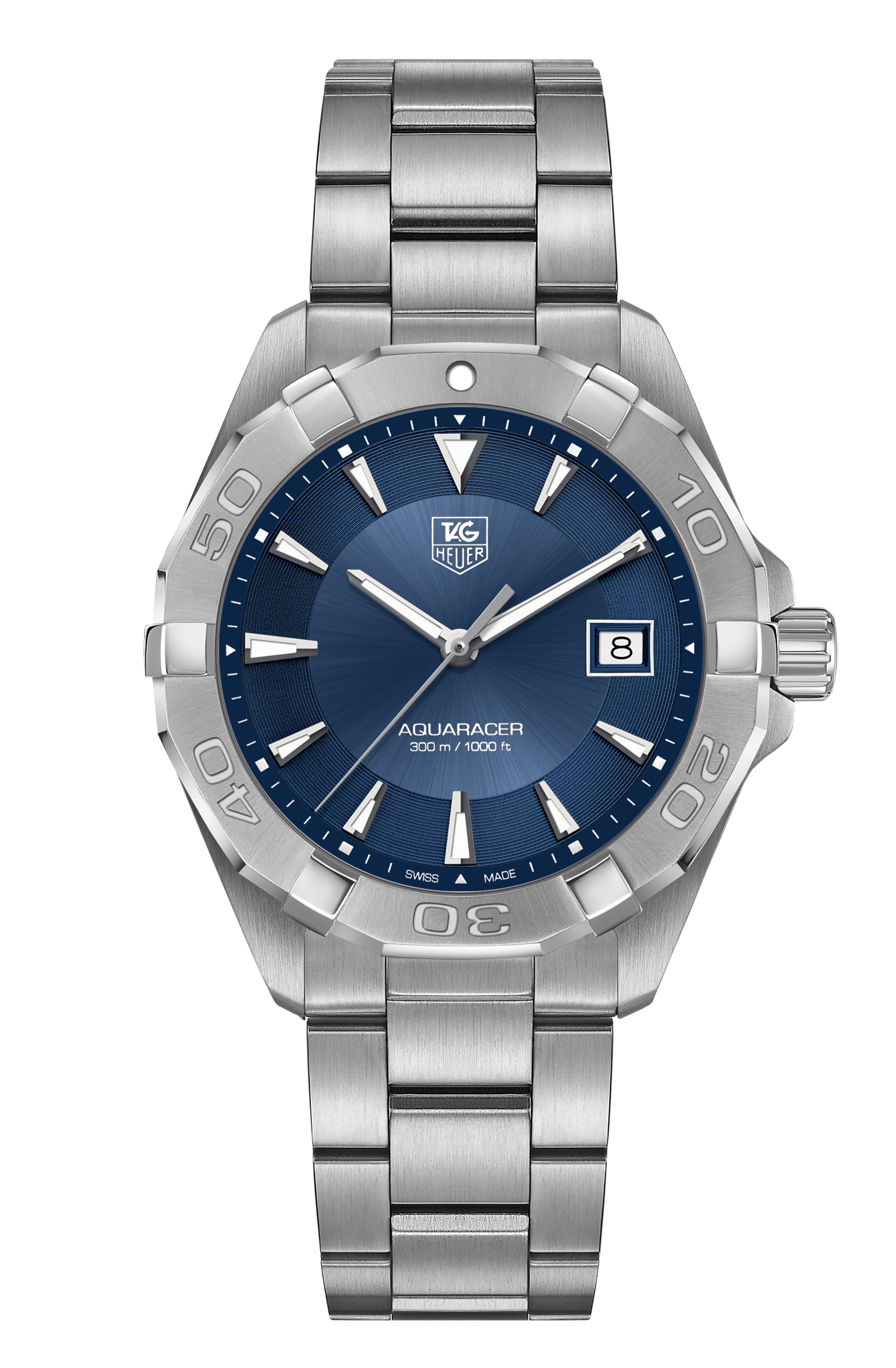 Buy Tag Heuer Aquaracer Blue Dial Silver Steel Strap Watch for Men - WAY1112.BA0928 in Pakistan