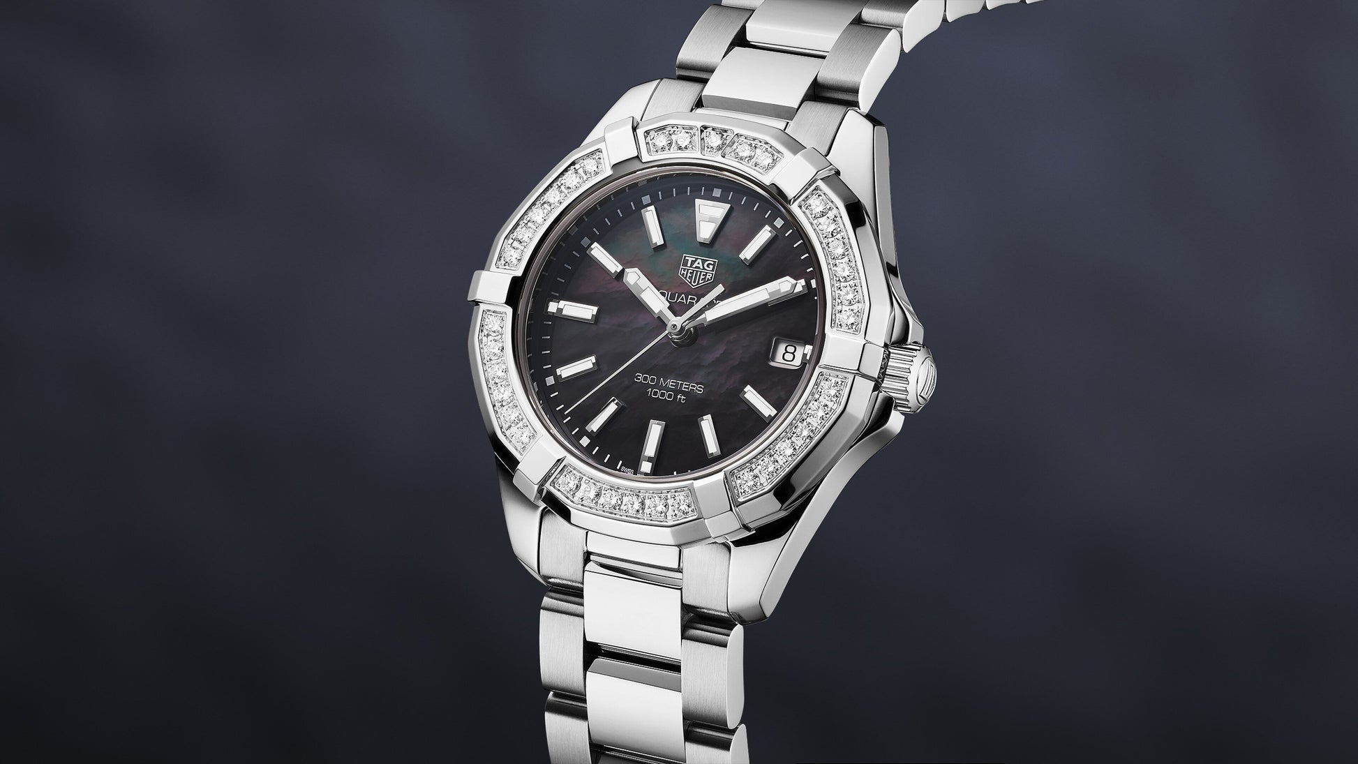 Buy Tag Heuer Aquaracer Black Dial with Diamonds Silver Steel Strap Watch for for Women - WAY131P.BA0748 in Pakistan