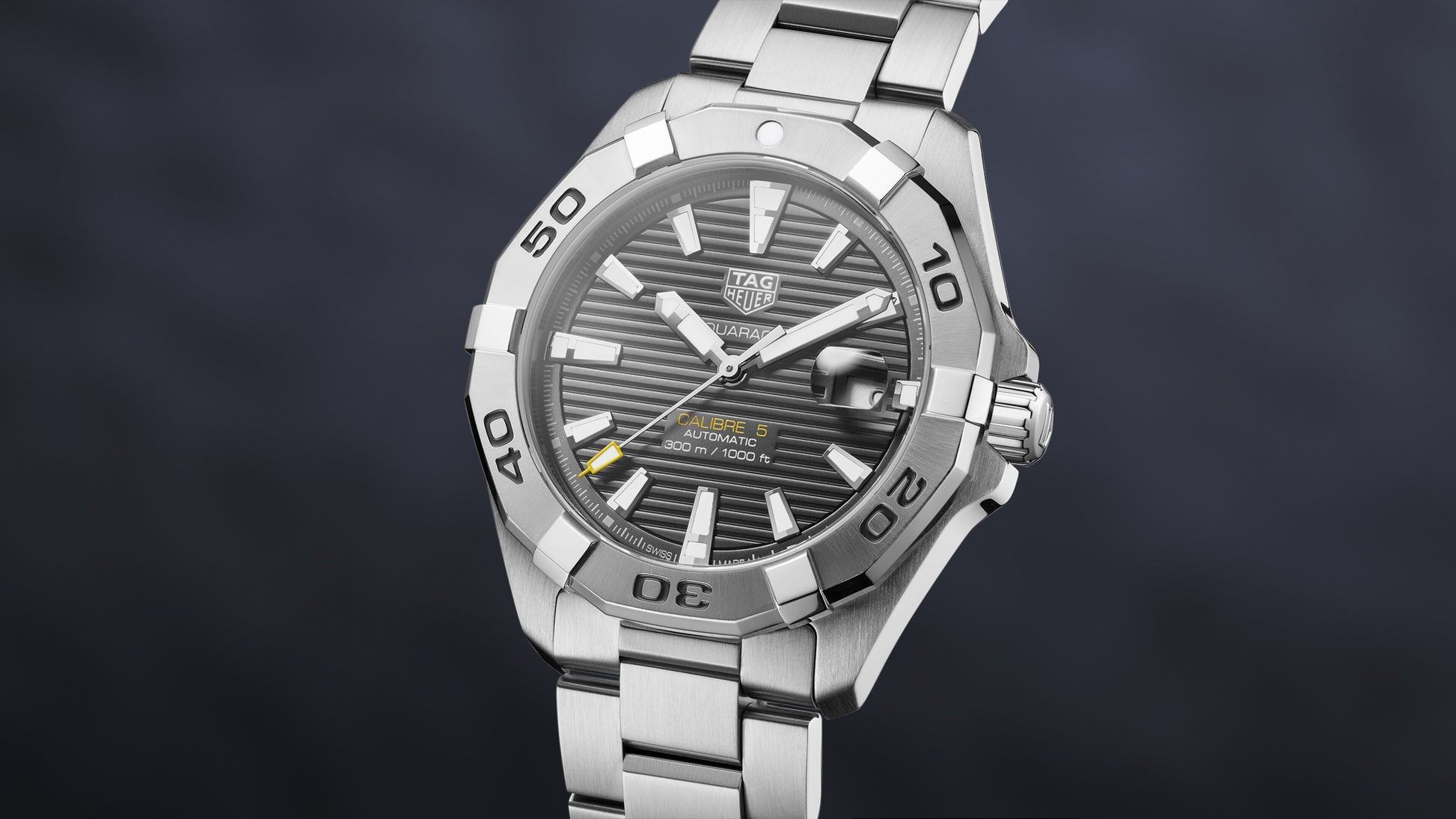 Buy TAG Heuer Aquaracer Calibre 5 Automatic Grey Dial Silver Steel Strap Watch for Men - WBD2113.BA0928 in Pakistan