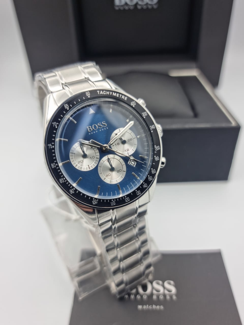 Buy Hugo Boss Mens Chronograph Quartz Stainless Steel Blue Dial 44mm Watch - 1513630 in Pakistan