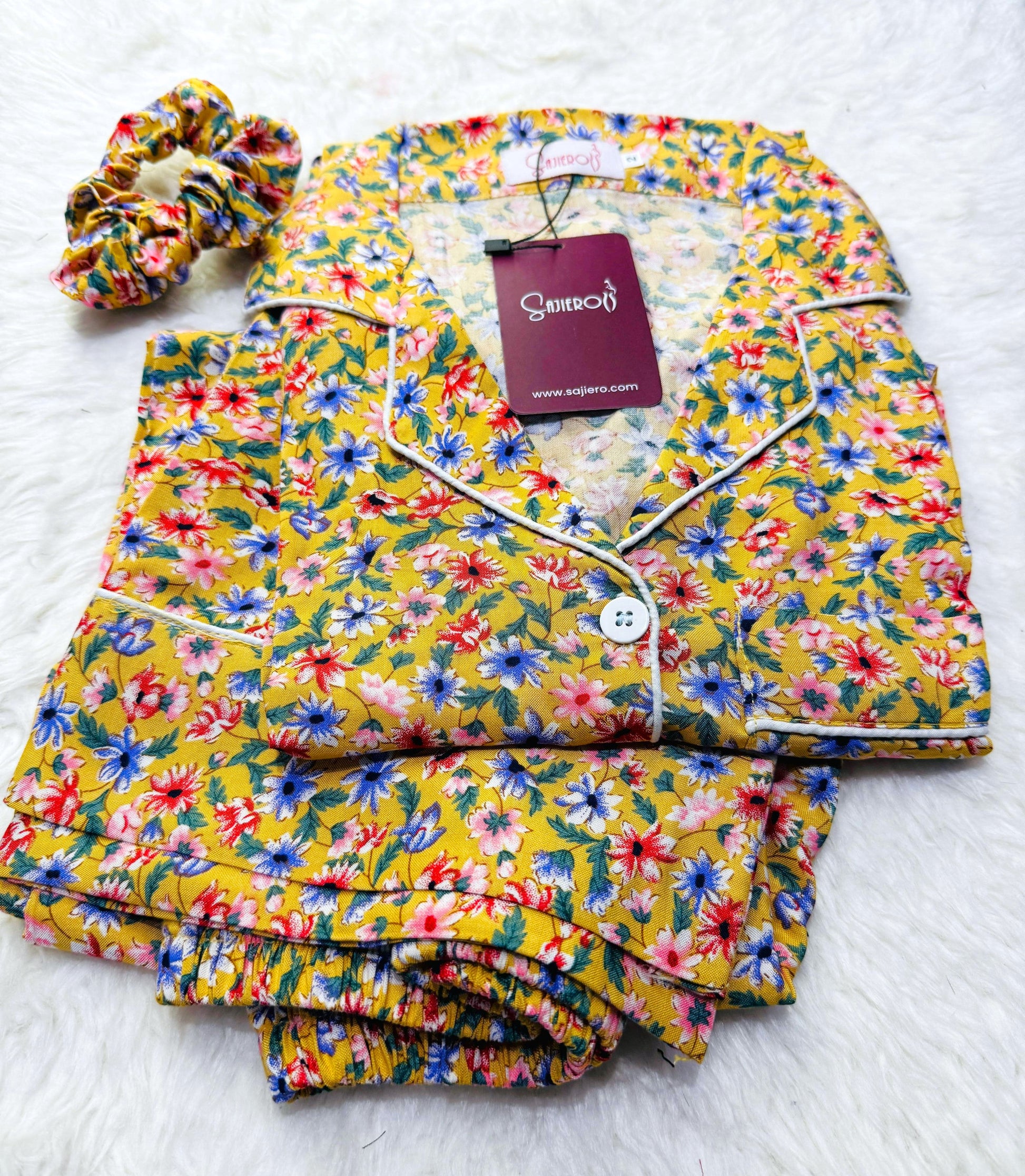 Buy Galaxy Boski Linen Printed Pajama Suit Luxury Yellow in Pakistan