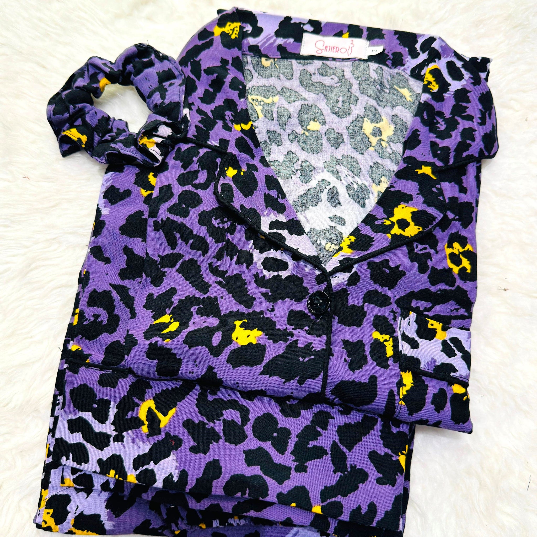 Buy Galaxy Boski Linen Printed Pajama Suit Purple Jaguar in Pakistan