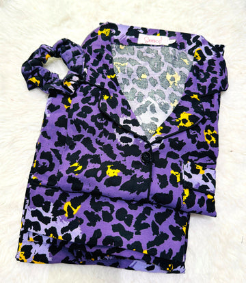 Buy Galaxy Boski Linen Printed Pajama Suit Purple Jaguar in Pakistan