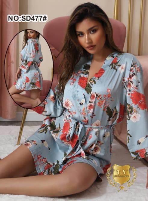 Buy Vine Floral One Piece Short Silk Robe in Pakistan