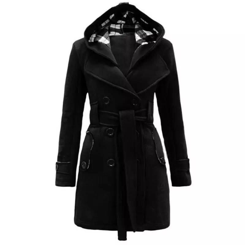 Buy Fleece Double Breasted Waist Belt Long Coat in Pakistan