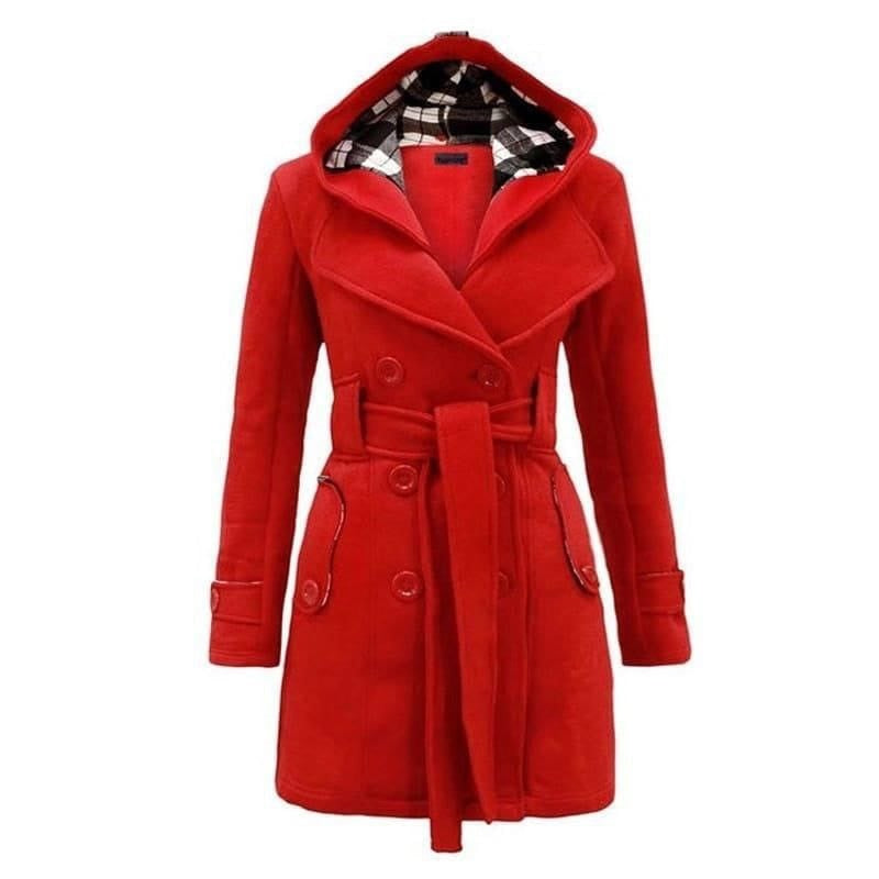 Buy Fleece Double Breasted Waist Belt Long Coat in Pakistan