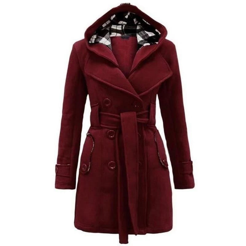 Buy Fleece Double Breasted Waist Belt Long Coat in Pakistan