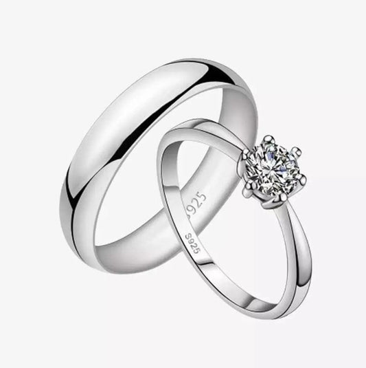 Buy Adjustable Couple Silver Ring 2pc in Pakistan