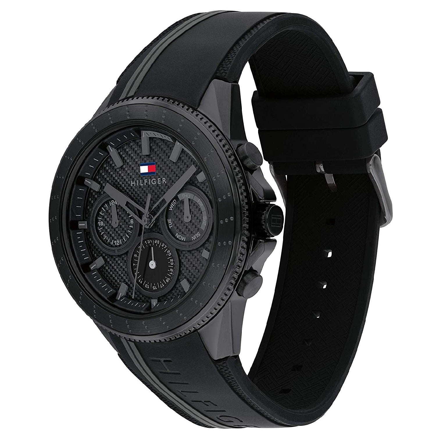 Buy Tommy Hilfiger Mens Quartz Black Silicone Strap Black Dial 47mm Watch - 1791861 in Pakistan