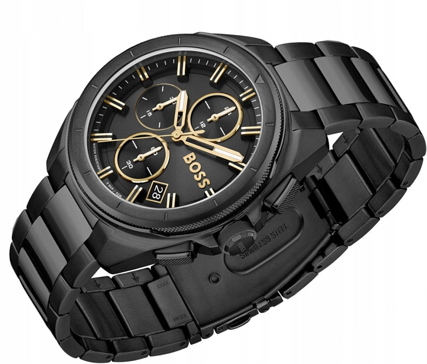 Buy Hugo Boss Volane Chronograph Black Dial Black Strap Mens Watch 45mm 5atm - 1513950 in Pakistan