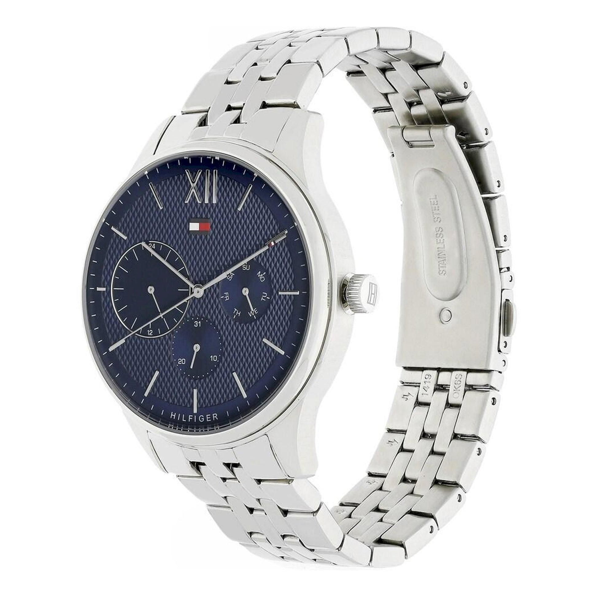 Buy Tommy Hilfiger Mens Chronograph Quartz Stainless Steel Blue Dial 44mm Watch - 1791416 in Pakistan