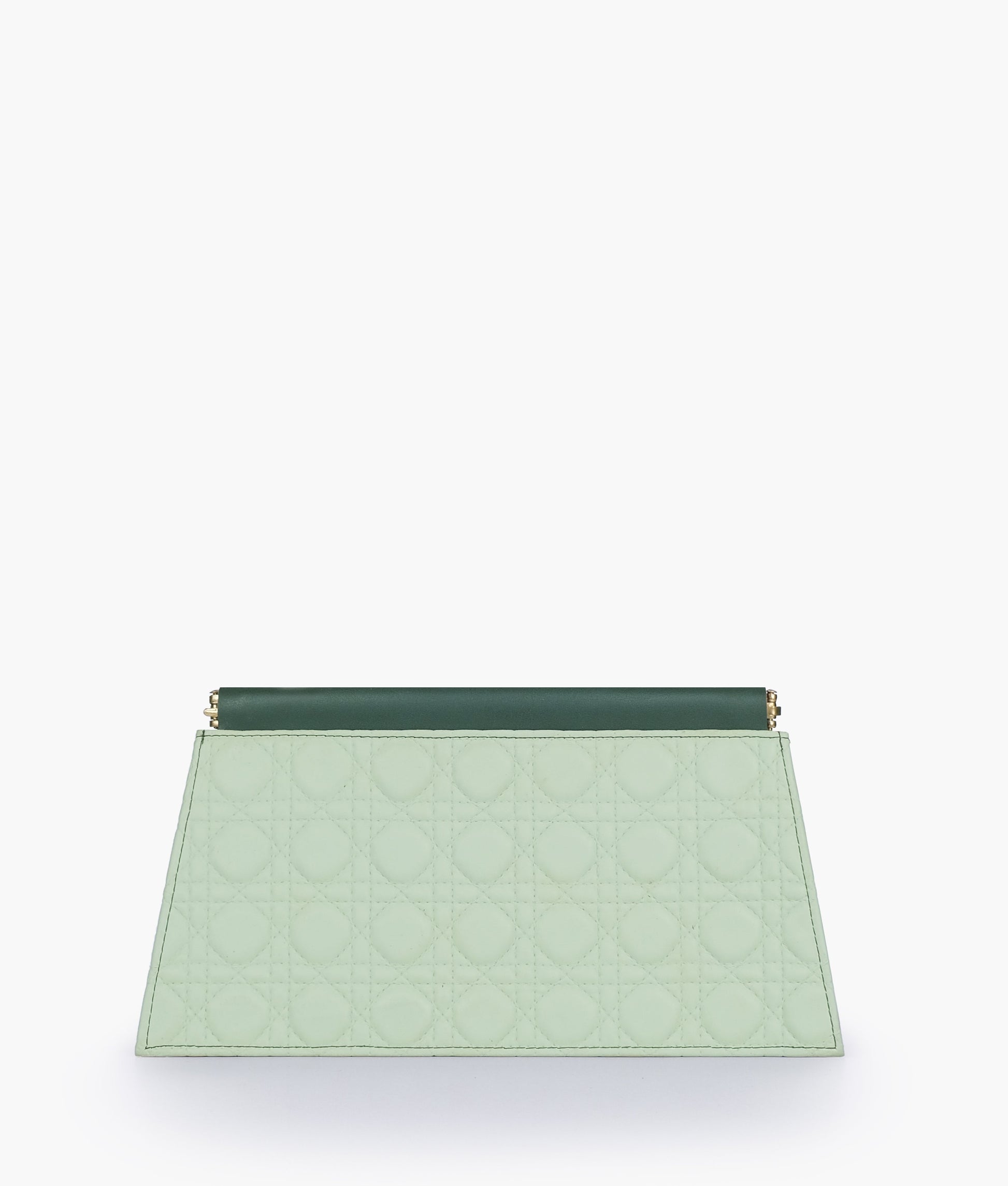 Buy Army green quilted evening clutch with snap closure in Pakistan