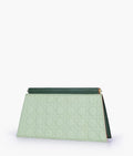 Buy Army green quilted evening clutch with snap closure in Pakistan