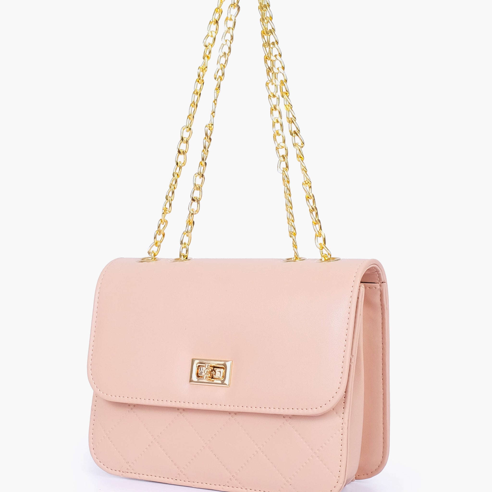 Buy Baby pink quilted chain cross-body bag in Pakistan