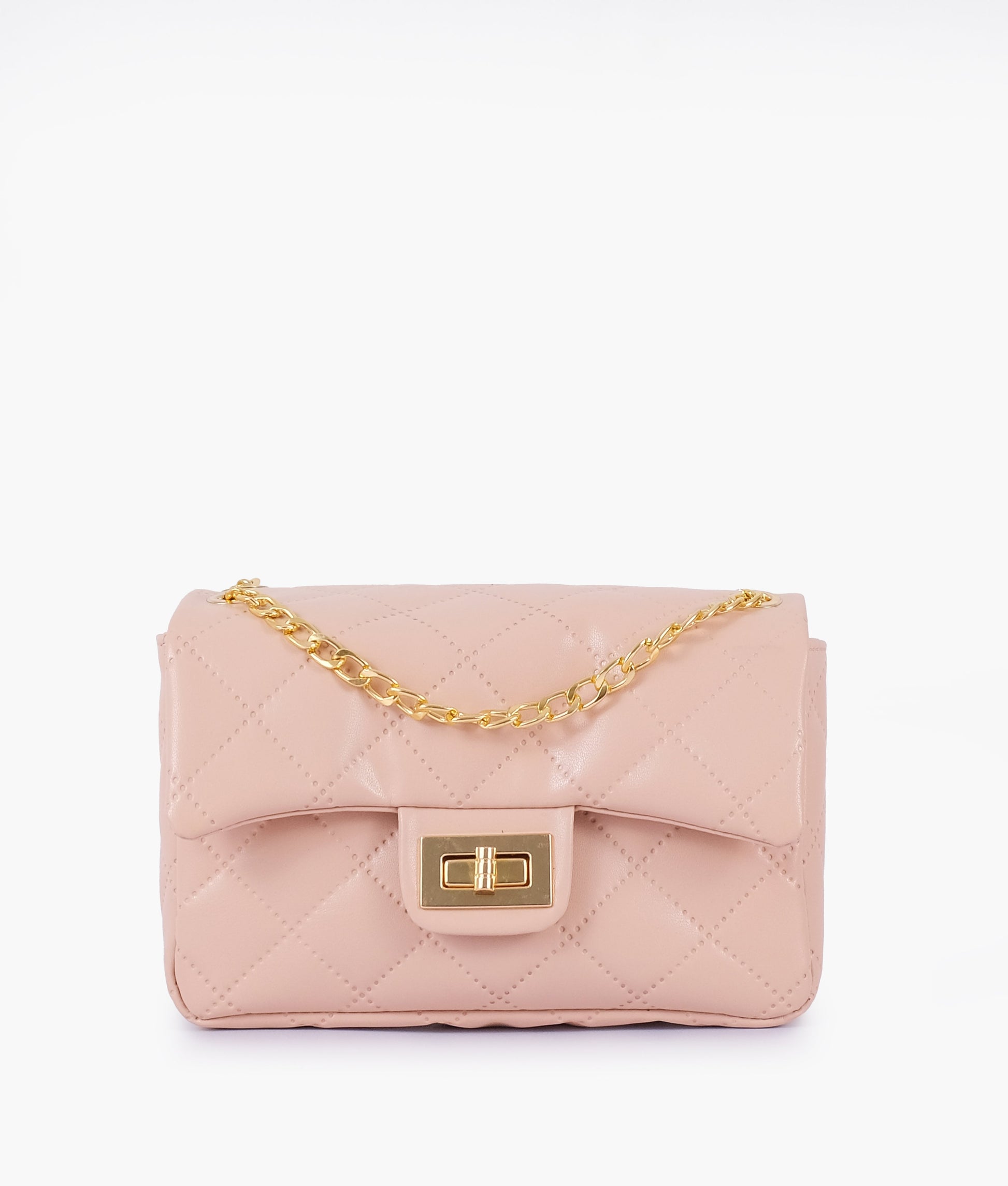 Buy Baby pink quilted mini bag with chain in Pakistan