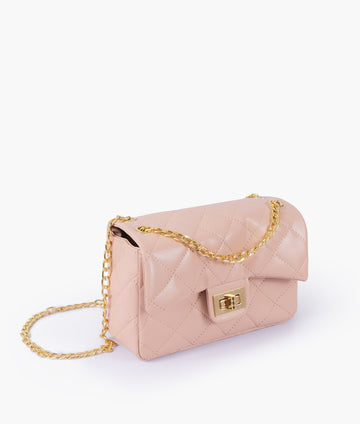 Buy Baby pink quilted mini bag with chain in Pakistan