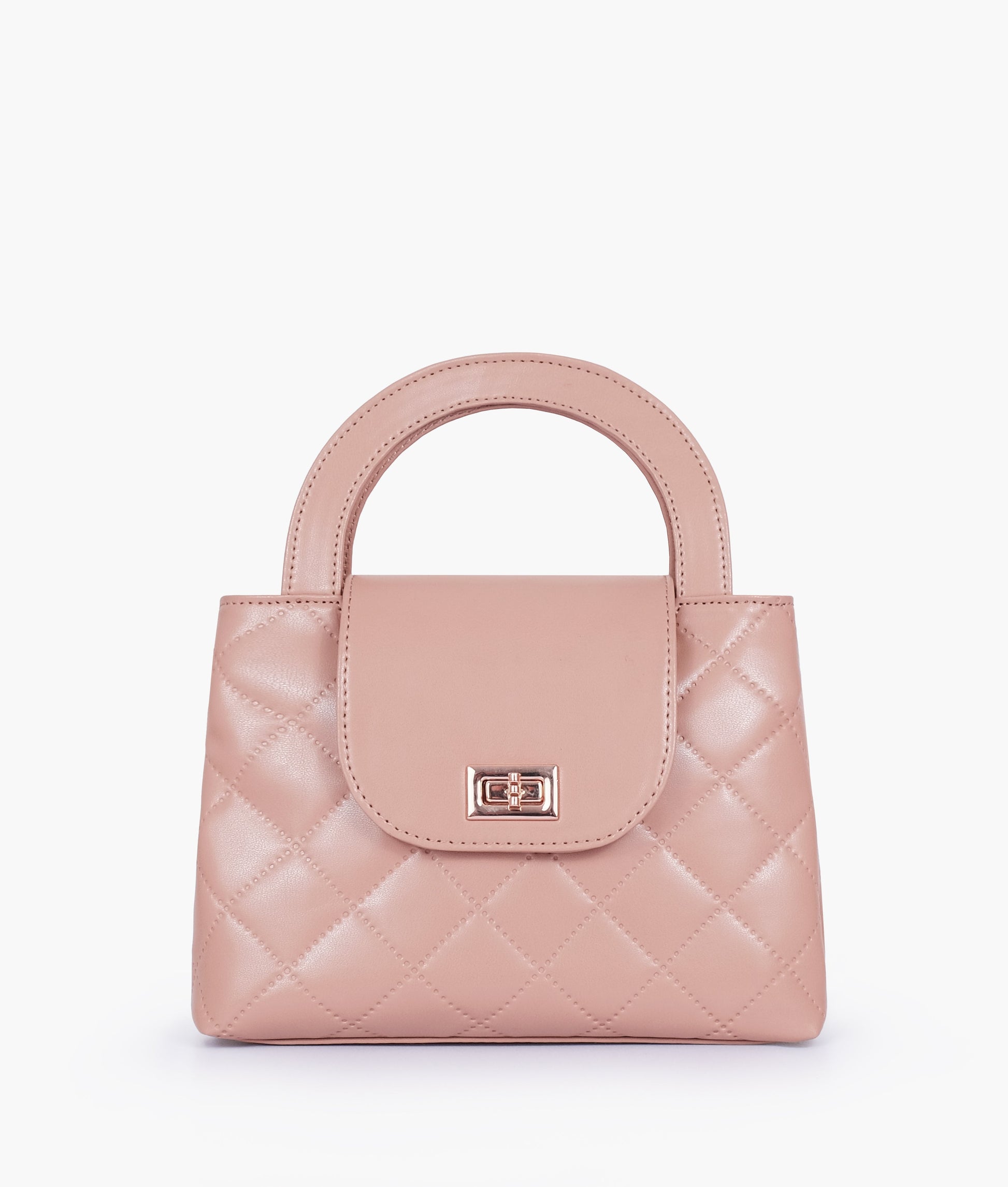 Buy Baby pink flap quilted bag with top handle in Pakistan