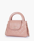 Buy Baby pink flap quilted bag with top handle in Pakistan