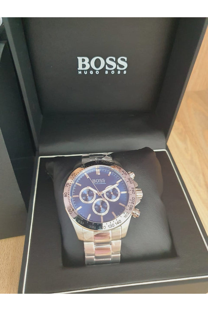 Buy Hugo Boss Mens Chronograph Quartz Stainless Steel Blue Dial 46mm Watch - 1512963 in Pakistan