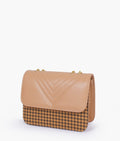 Buy Beige houndstooth chain cross-body bag in Pakistan