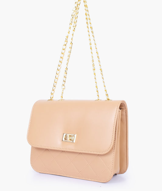 Buy Beige quilted chain cross-body bag in Pakistan