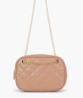 Buy Beige quilted rectangle cross-body bag in Pakistan