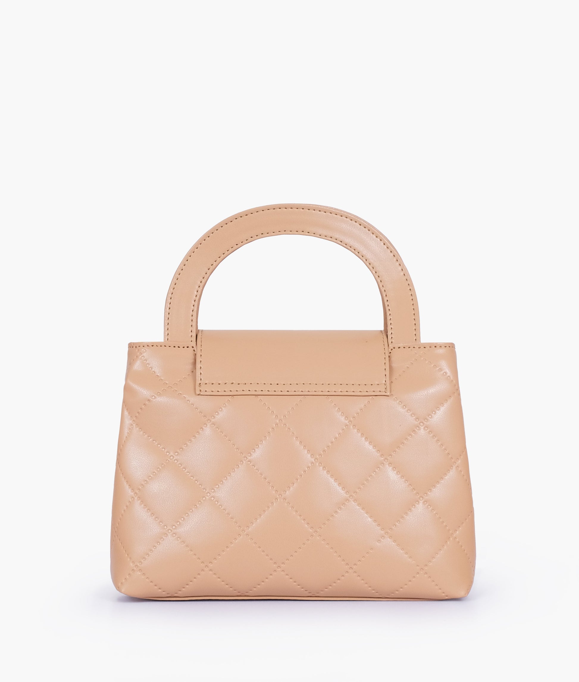 Buy Beige flap quilted bag with top handle in Pakistan