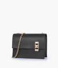 Buy Black chain shoulder bag with twist lock in Pakistan