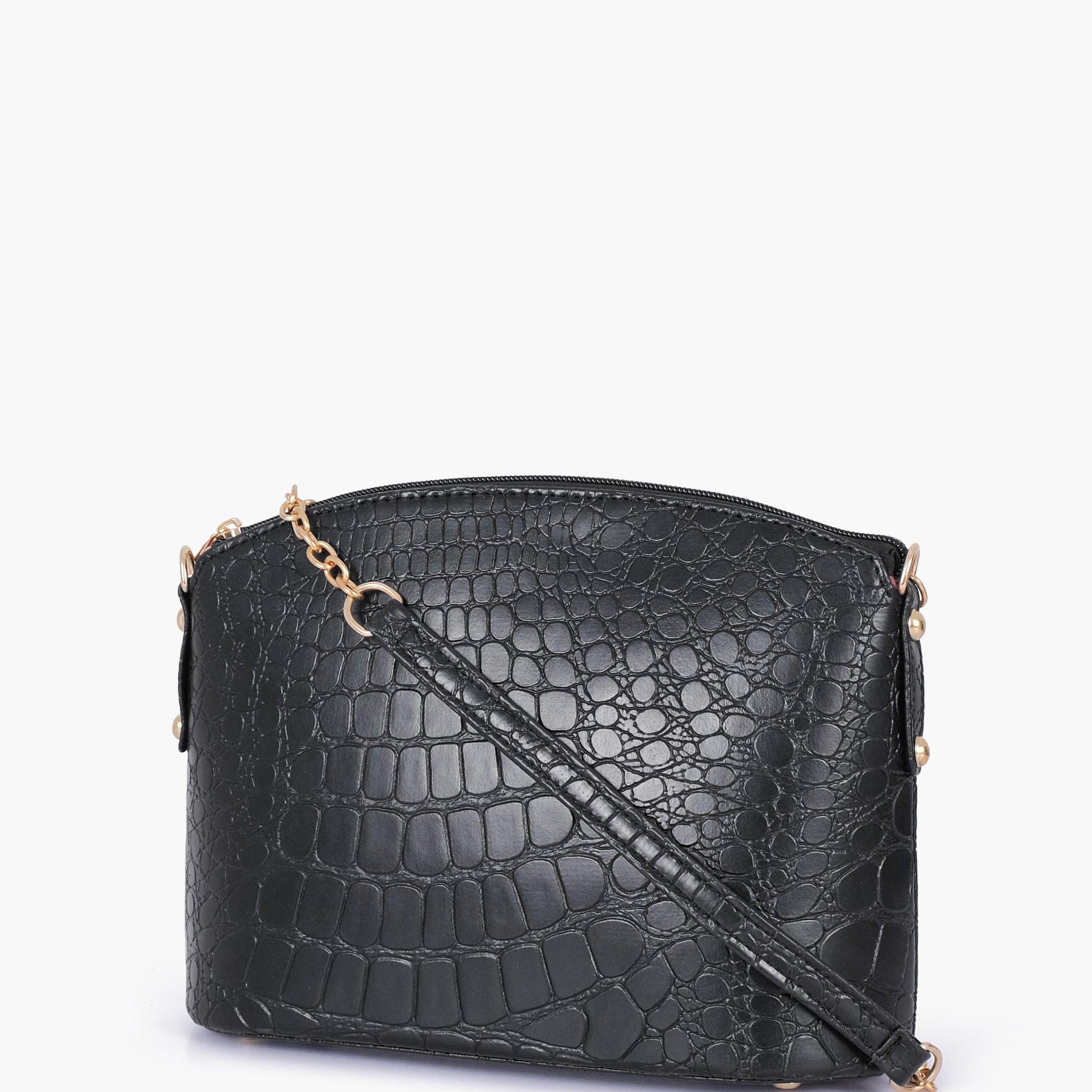 Buy Black crocodile with chain strap cross-body bag in Pakistan