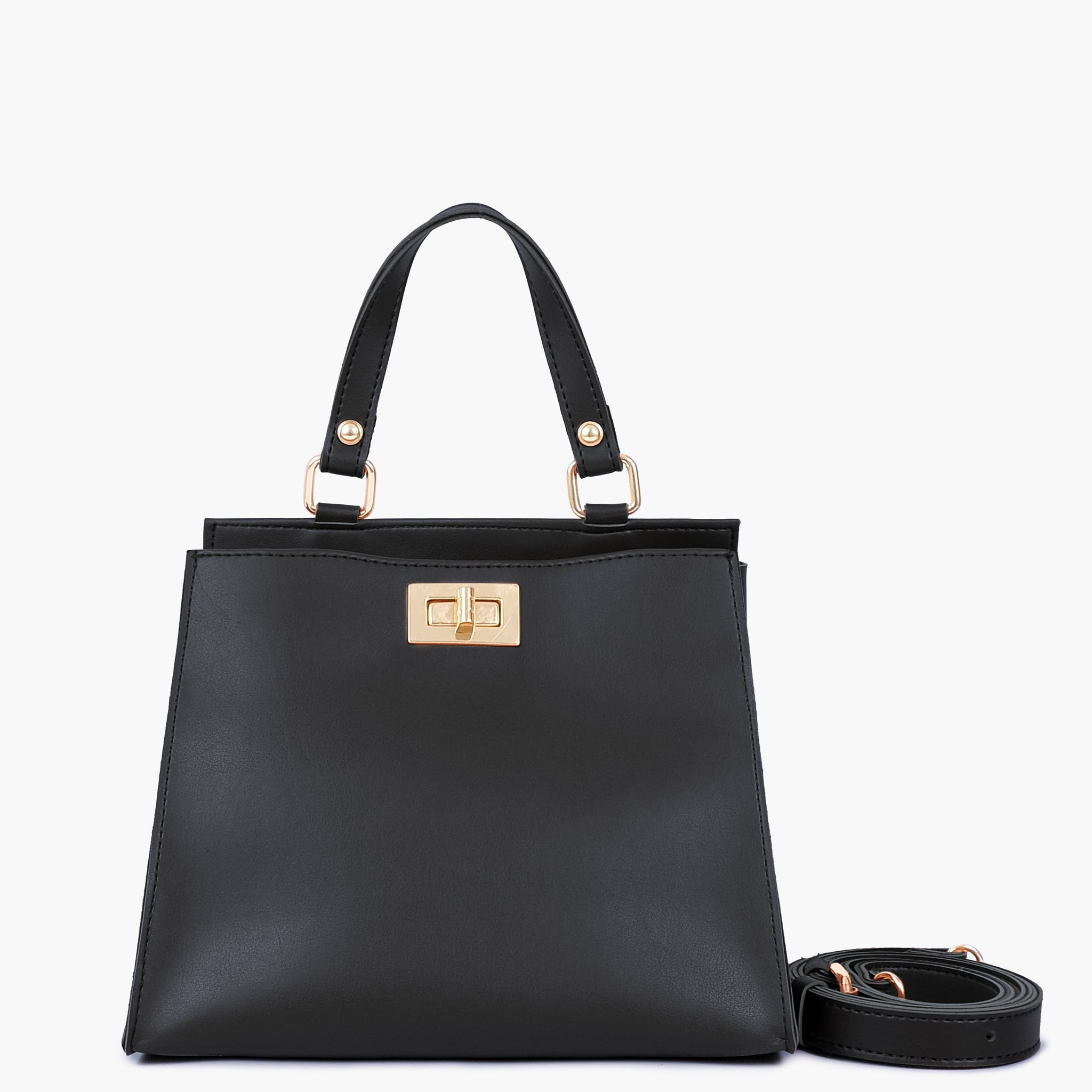 Buy Black front lock top-handle mini bag in Pakistan