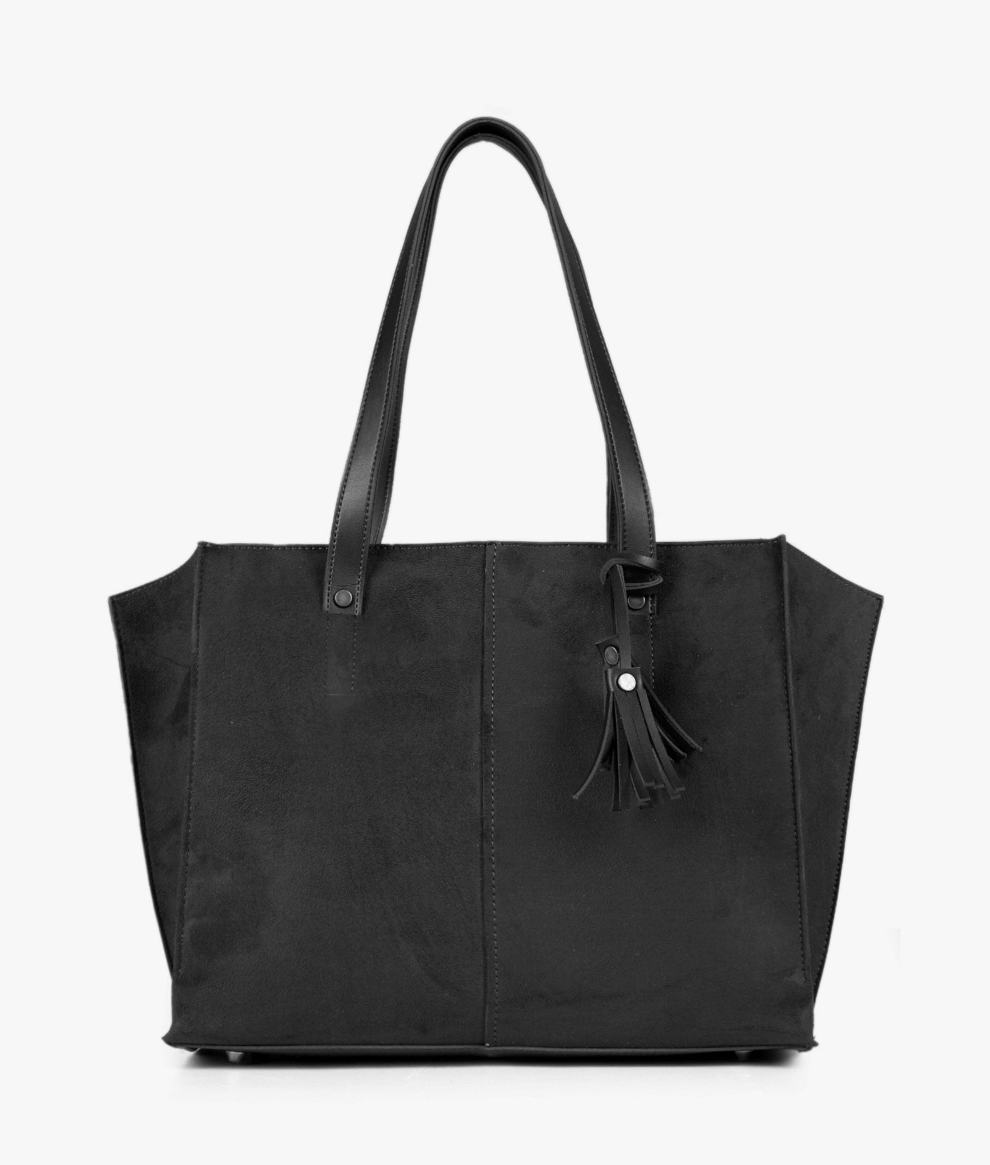 Buy Black suede over the shoulder tote bag in Pakistan