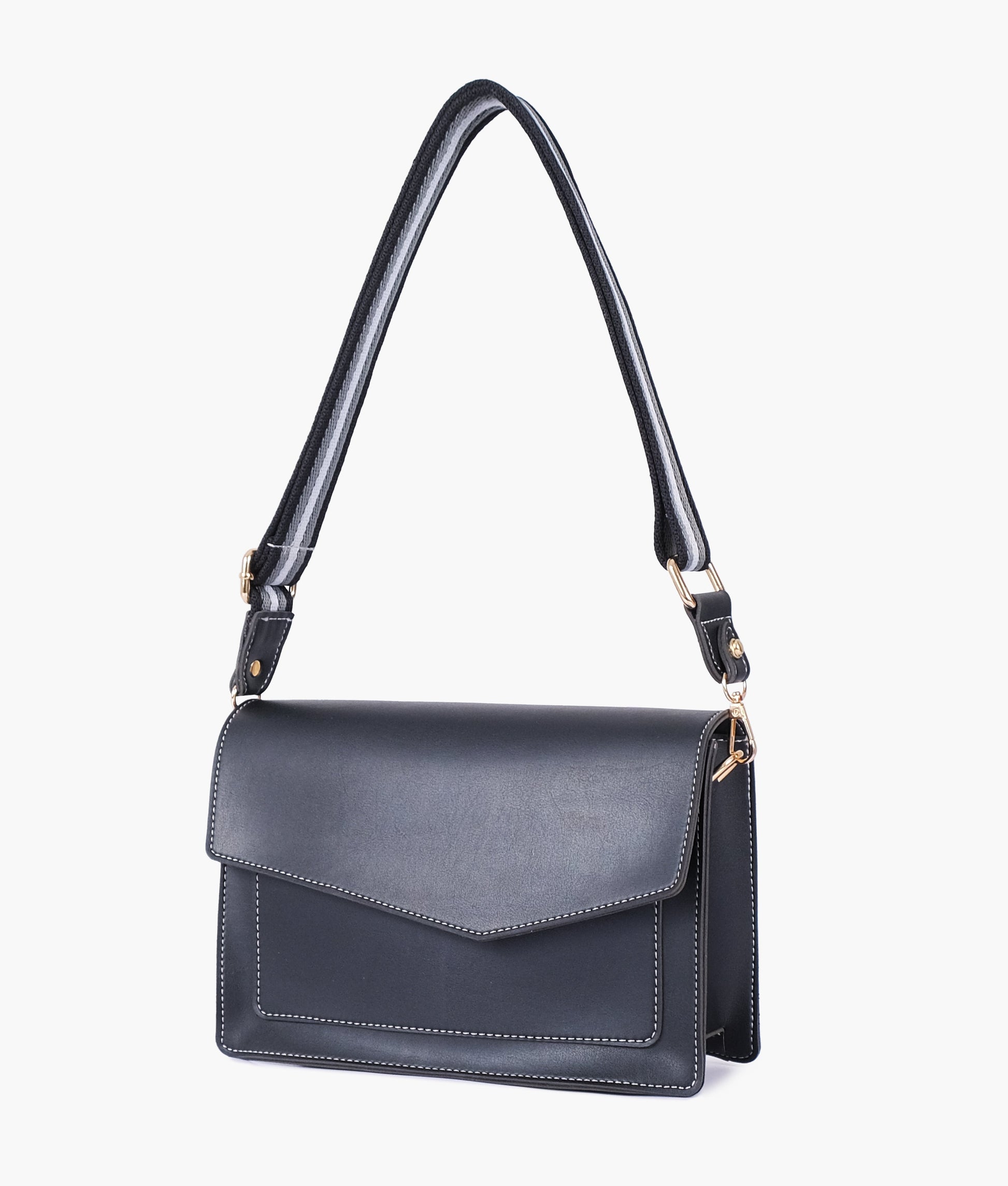 Buy Black half flap cross-body bag in Pakistan