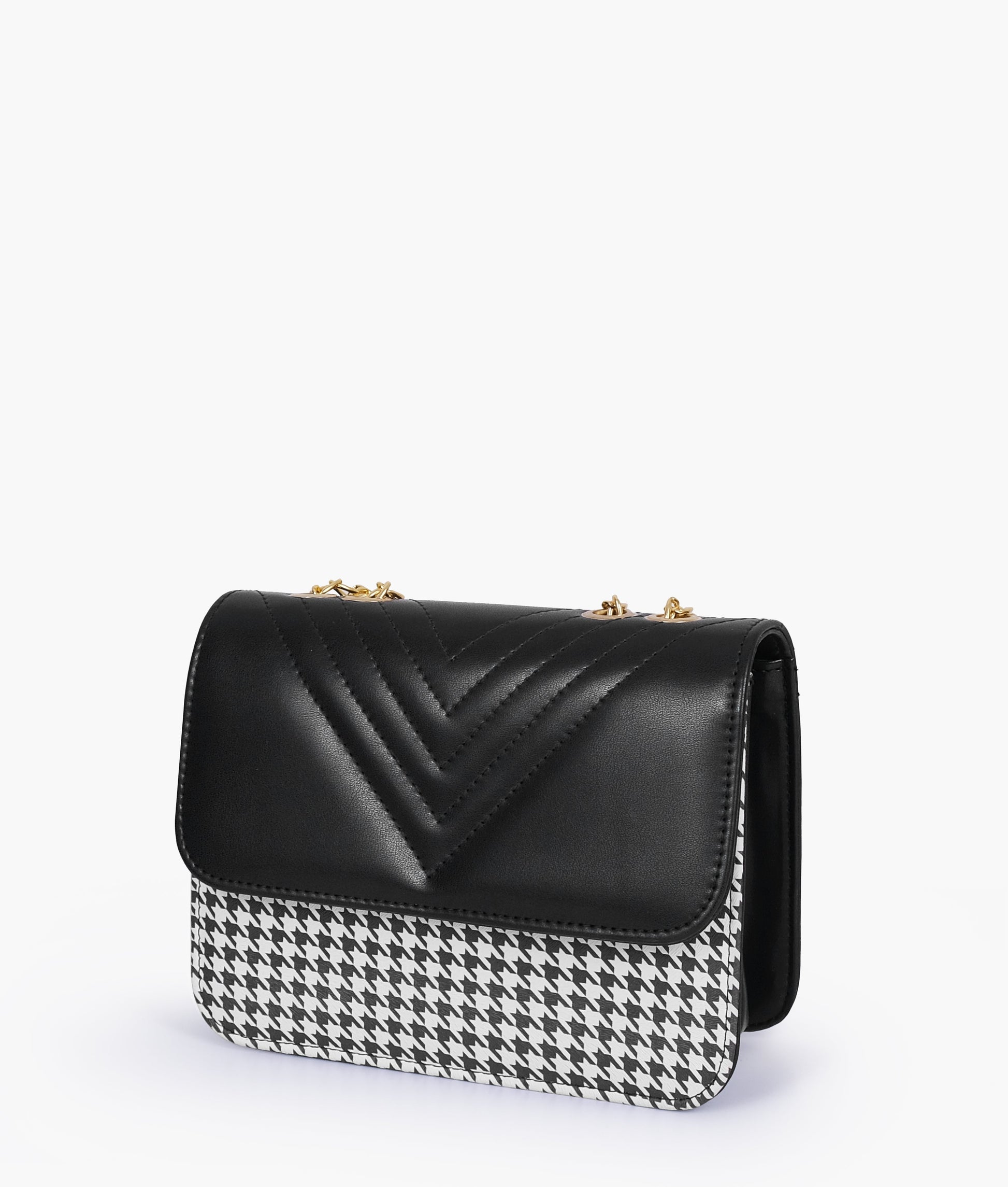 Buy Black houndstooth chain cross-body bag in Pakistan