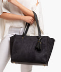 Buy Black suede over the shoulder tote bag in Pakistan