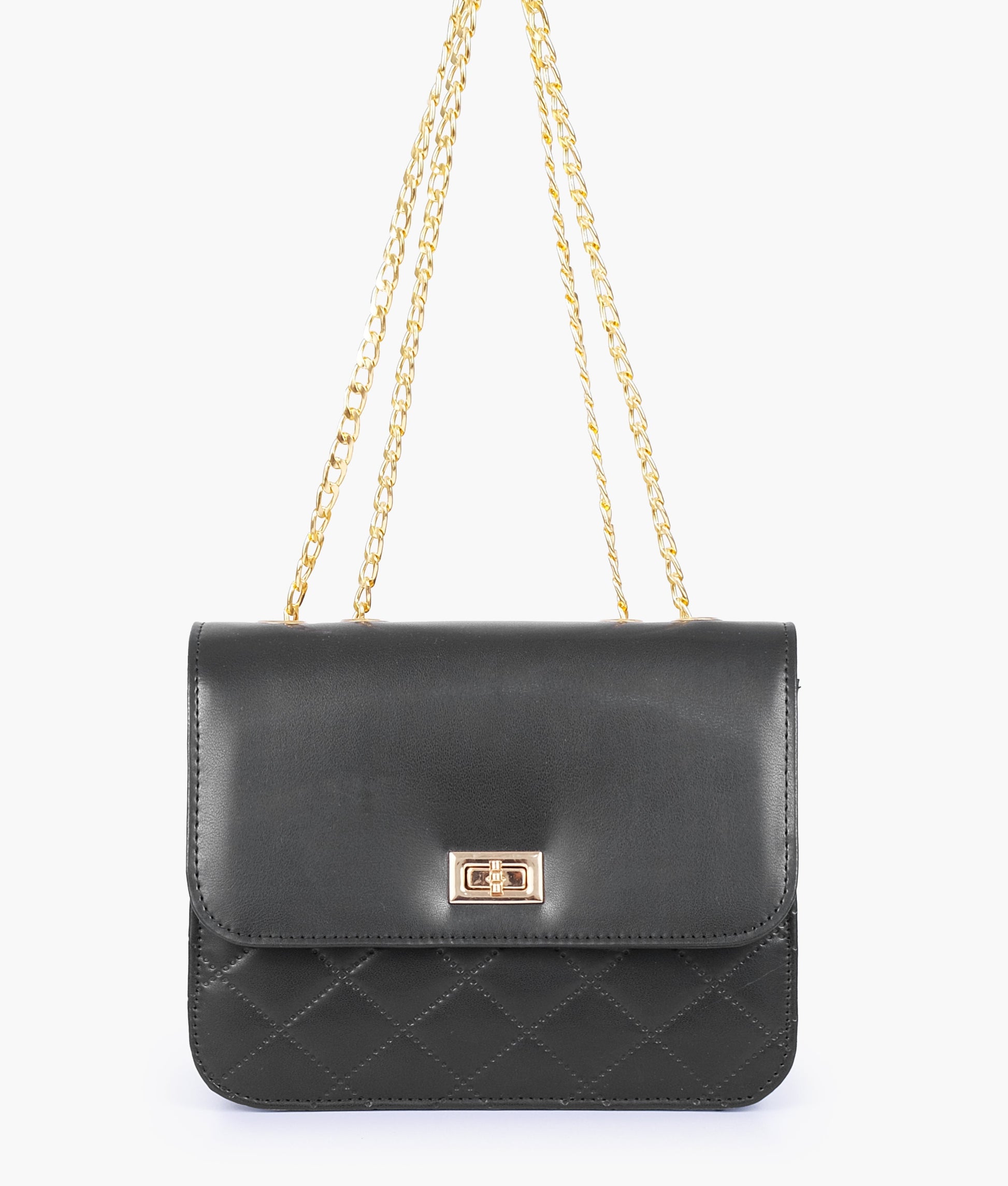 Buy Black quilted chain cross-body bag in Pakistan