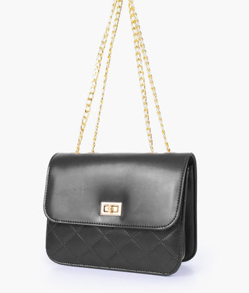 Buy Black quilted chain cross-body bag in Pakistan