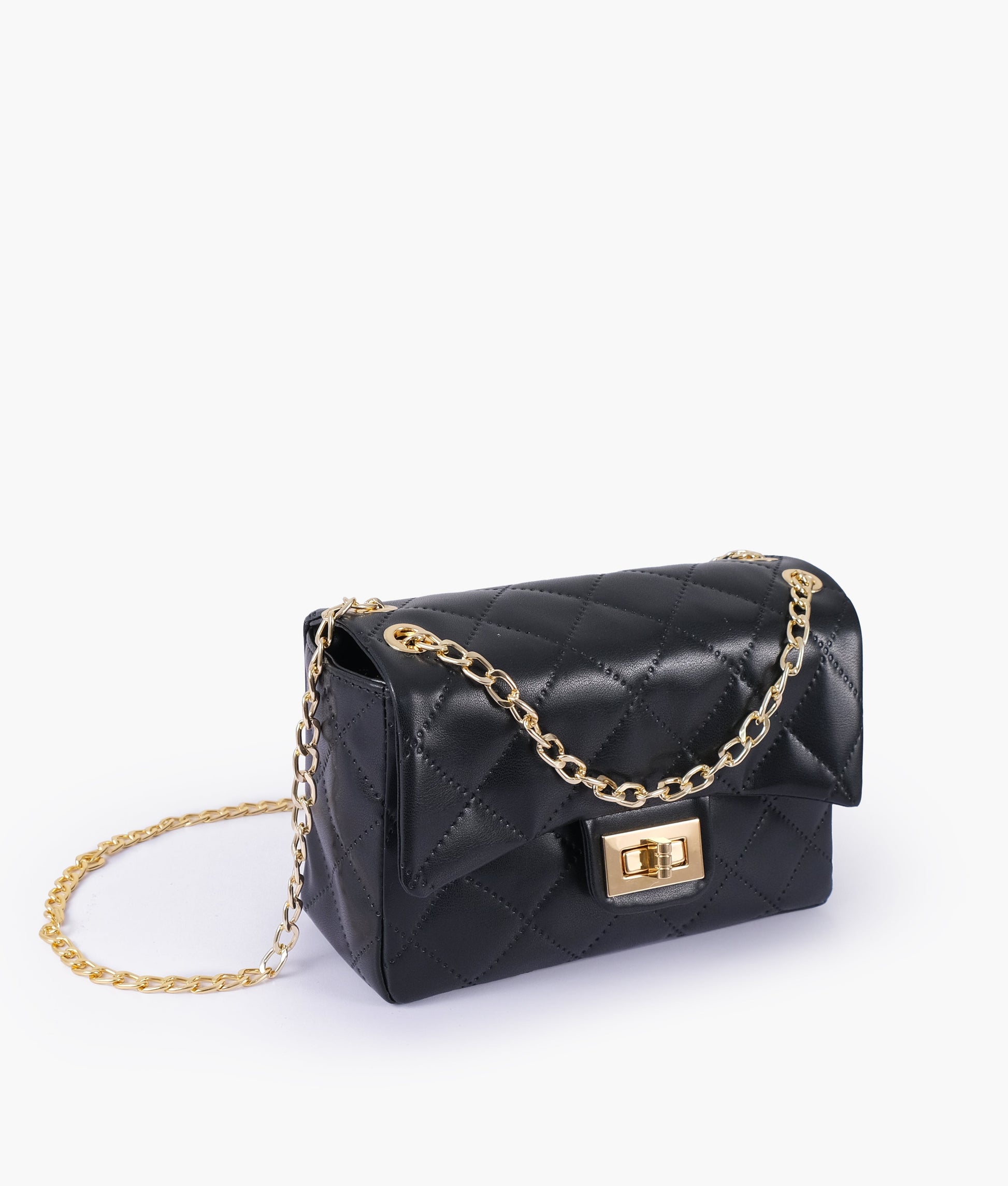 Buy Black quilted mini bag with chain in Pakistan