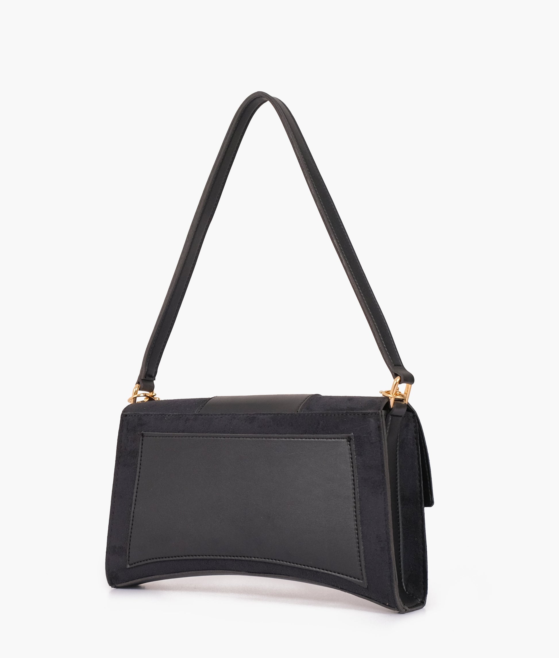 Buy Black suede buckle envelope bag in Pakistan