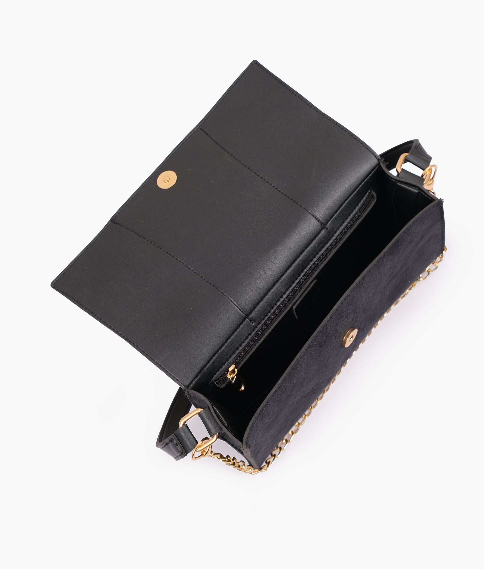 Buy Black suede buckle envelope bag in Pakistan