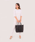 Buy Black suede double-handle tote bag in Pakistan