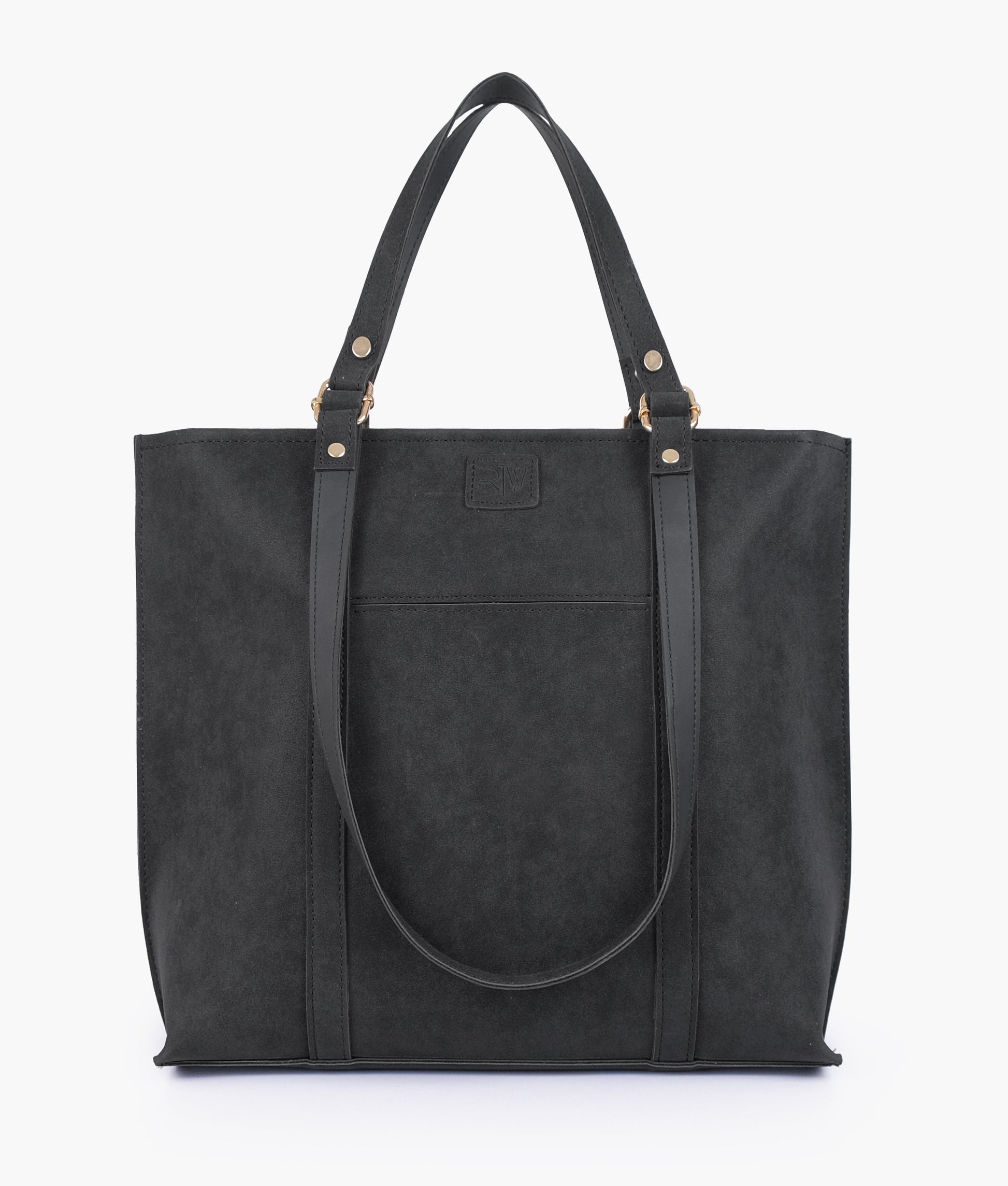 Buy Black mocha suede double-handle tote in Pakistan