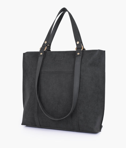 Buy Black mocha suede double-handle tote in Pakistan