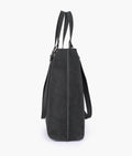 Buy Black mocha suede double-handle tote in Pakistan