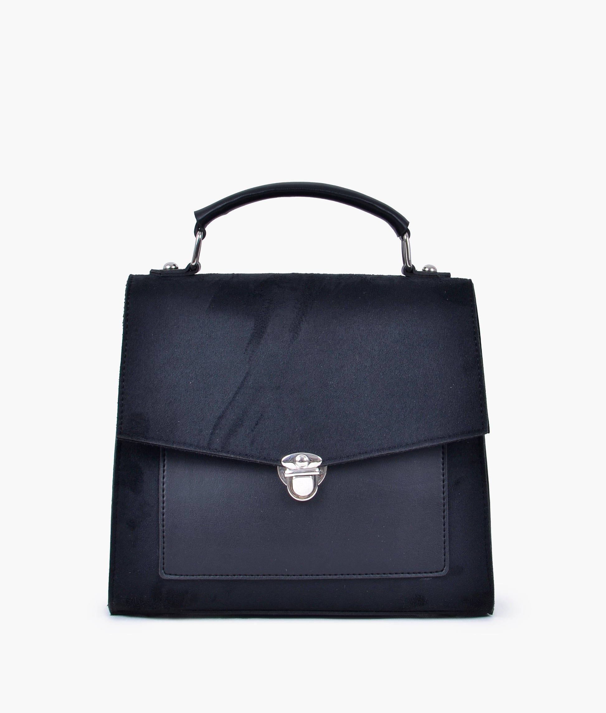 Buy Black suede push-lock messenger bag in Pakistan