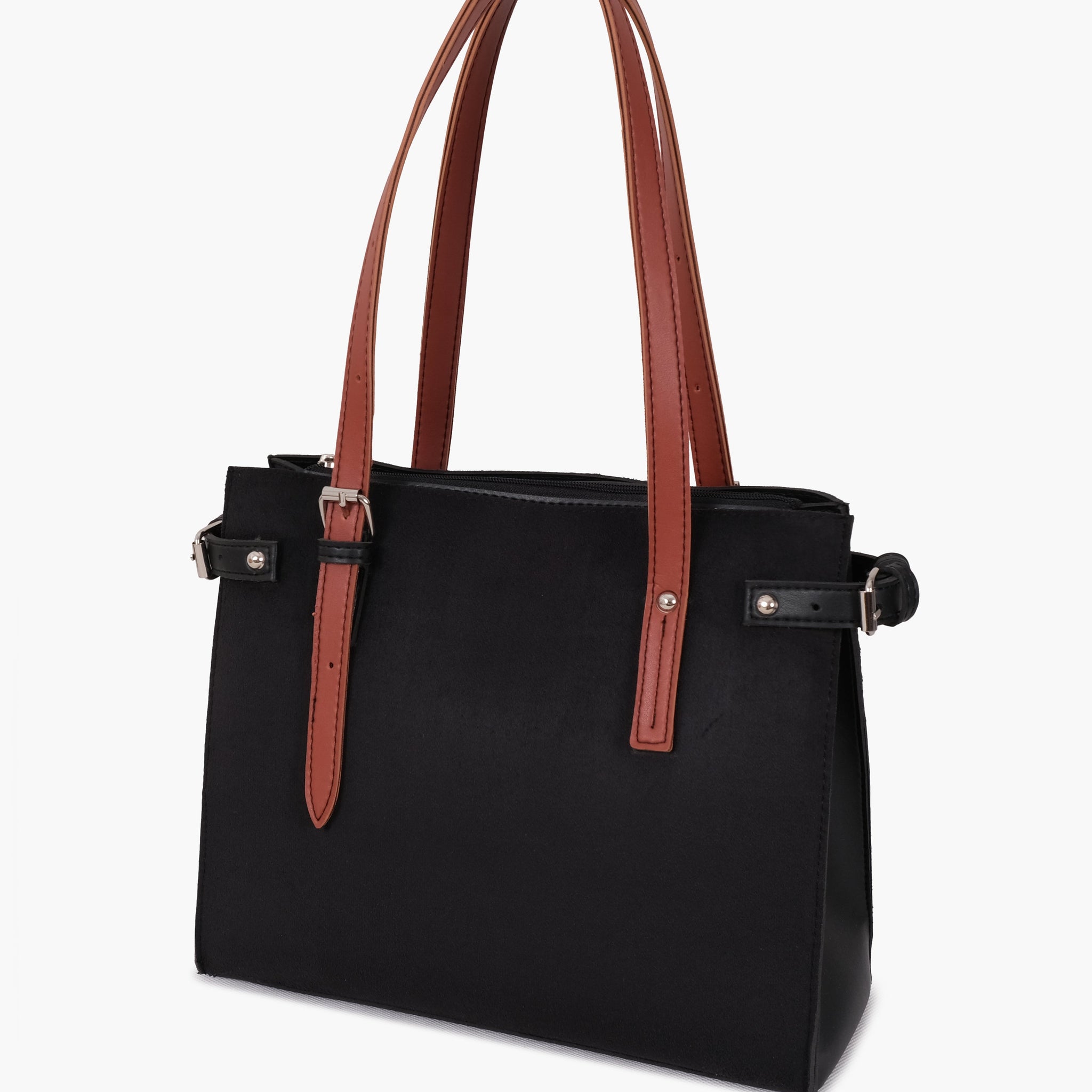 Buy Black suede satchel tote bag in Pakistan