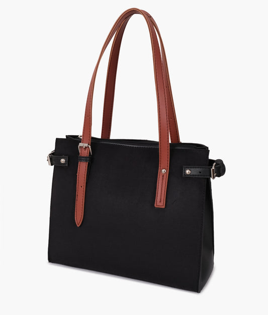 Buy Black suede satchel tote bag in Pakistan