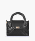 Buy Black flap quilted bag with top handle in Pakistan